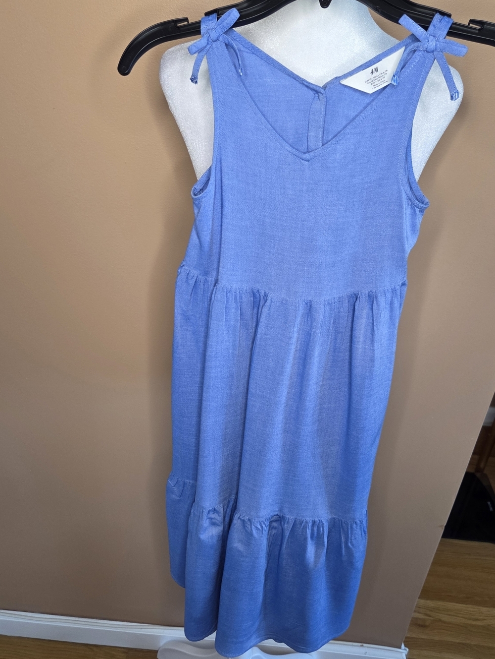 H&M  Blue Tie-Shoulder  Sundress Size 6x Viscose Midi